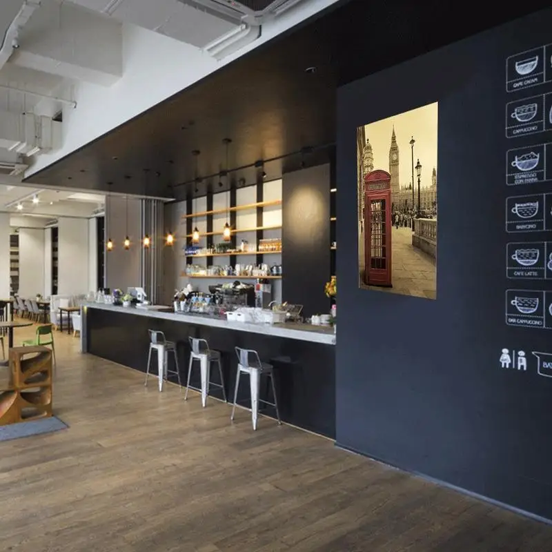 Постер декоративная стена стикер Лондон красная телефонная будка