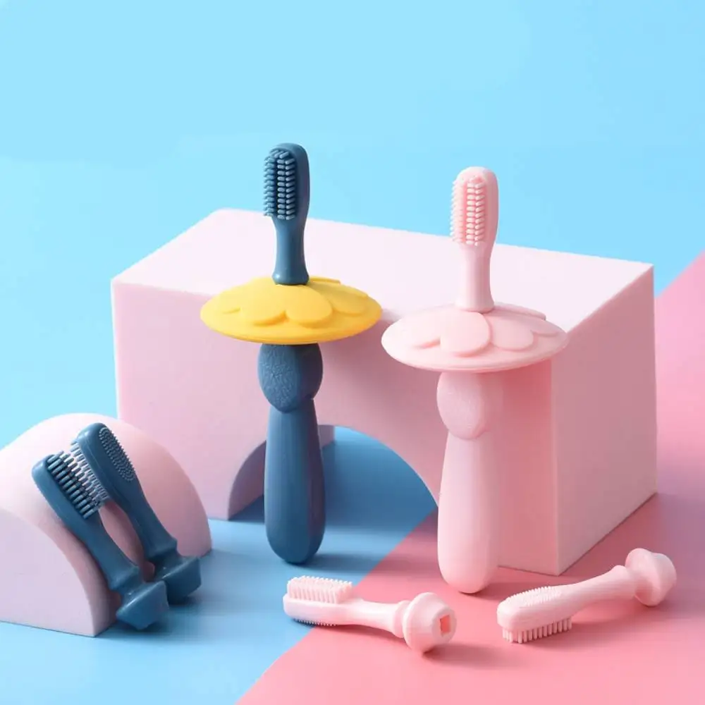 Cepillo de dientes de entrenamiento de silicona suave para beb&eacute;, herramienta de cuidado bucal, cuidado Dental, 3 unids/set por juego-0