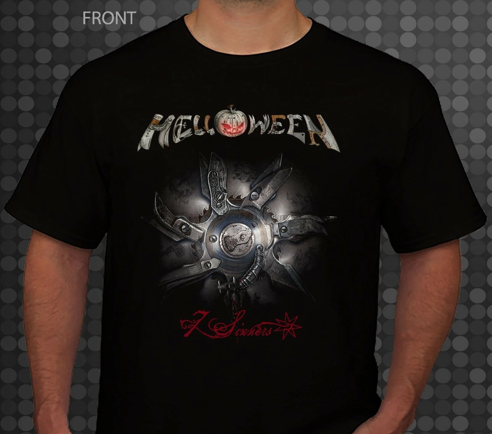Helloween 7 Sinners-мощная металлическая лента футболка для слепых оградителей-размеры