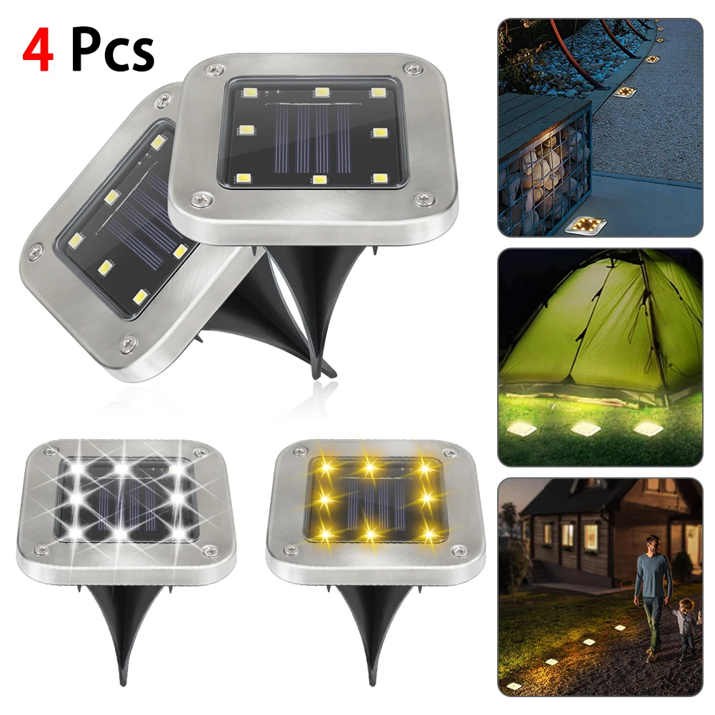 

1/4 Piece Solar Disk Lights Outdoor Solar Pathway Lights Outdoor Waterproof Solar Garden Underground Lights for Lawn Yard Patio