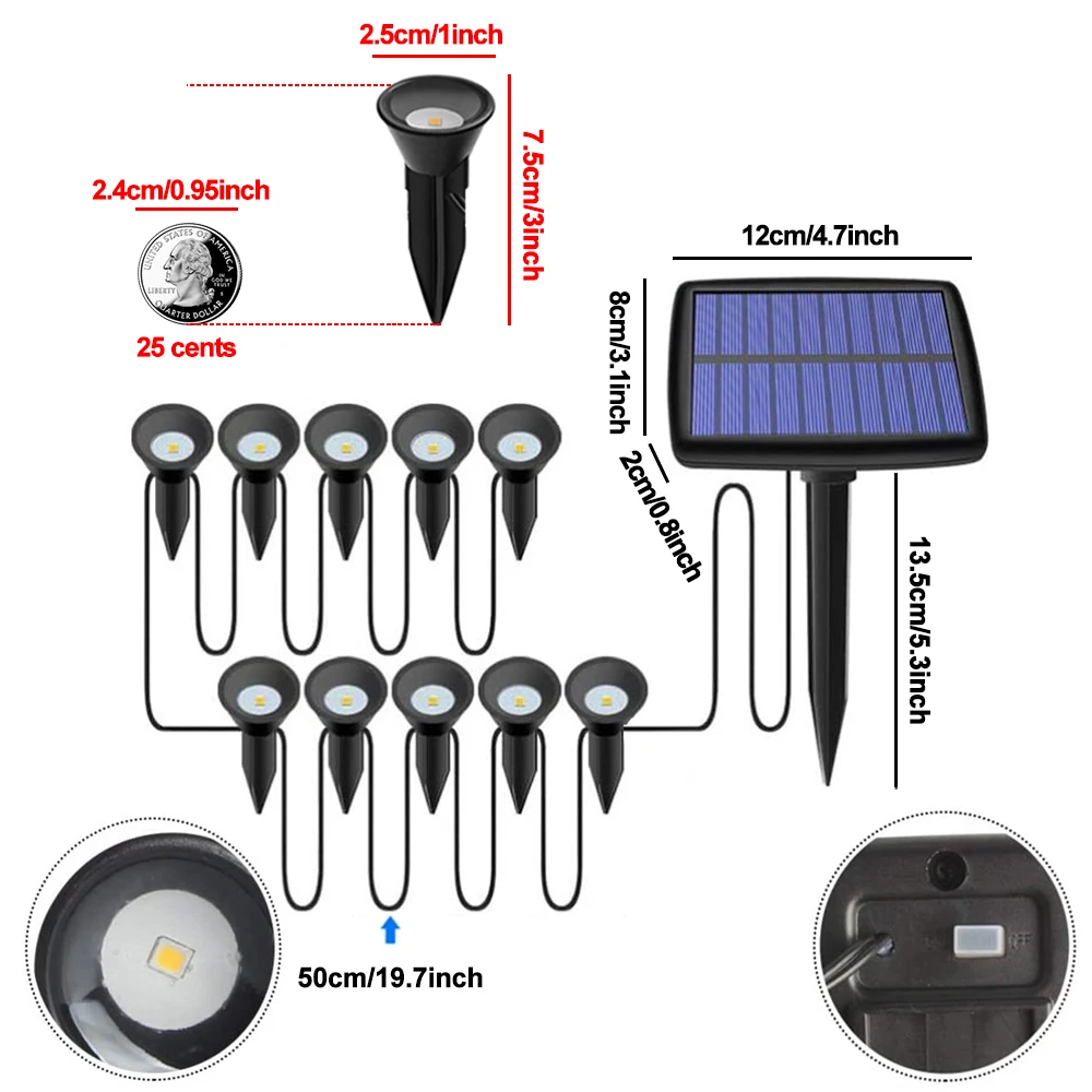 

Solar Pathway Light 10in1 Solar Ground Lights Garden Light Waterproof Landscape Lighting Lawn Lamp For Yard Patio Decor