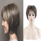 HAIRJOY синтетические волосы, Женский смешанный коричневый короткий многослойный кудрявый парик
