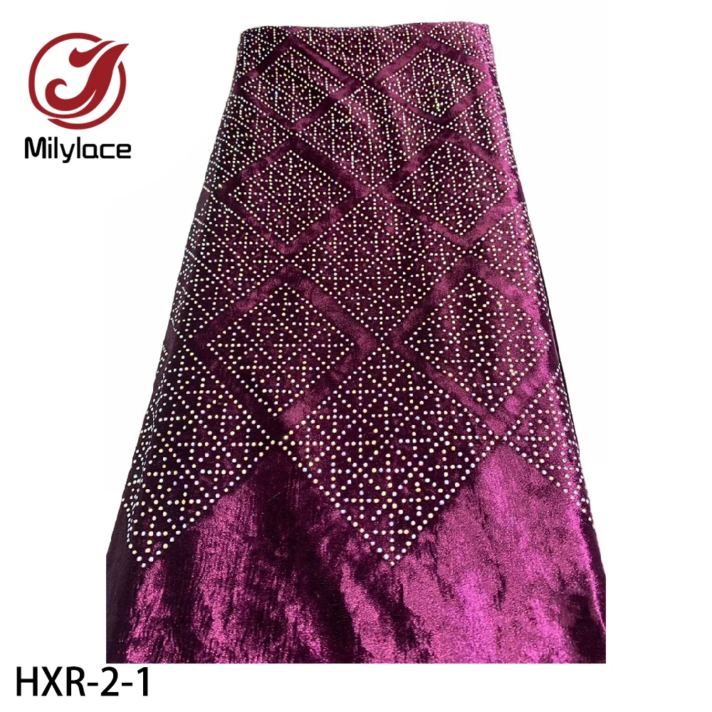

Высококачественная африканская бархатная кружевная ткань Milylace, мягкое и гладкое бархатное кружево с вышивкой камнями для вечернего платья