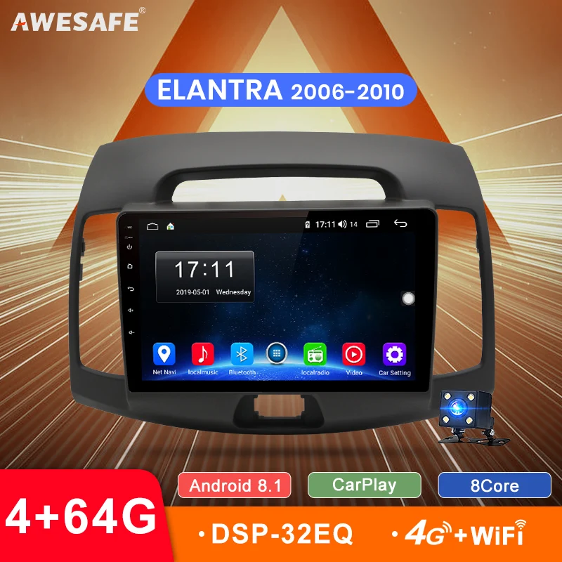 AWESAFE 4G + 64G Android 8 1 CarPlay DSP автомобильный Радио Мультимедиа Видео плеер навигация GPS