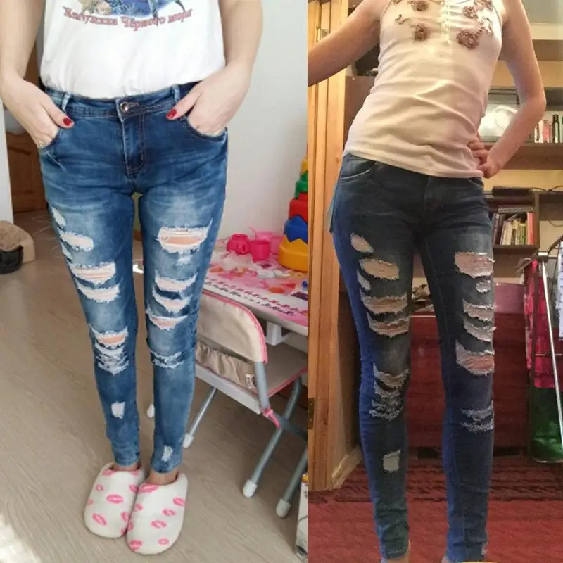 Новинка бутик эластичные хлопковые джинсы-карандаш в стиле бойфренда рваные