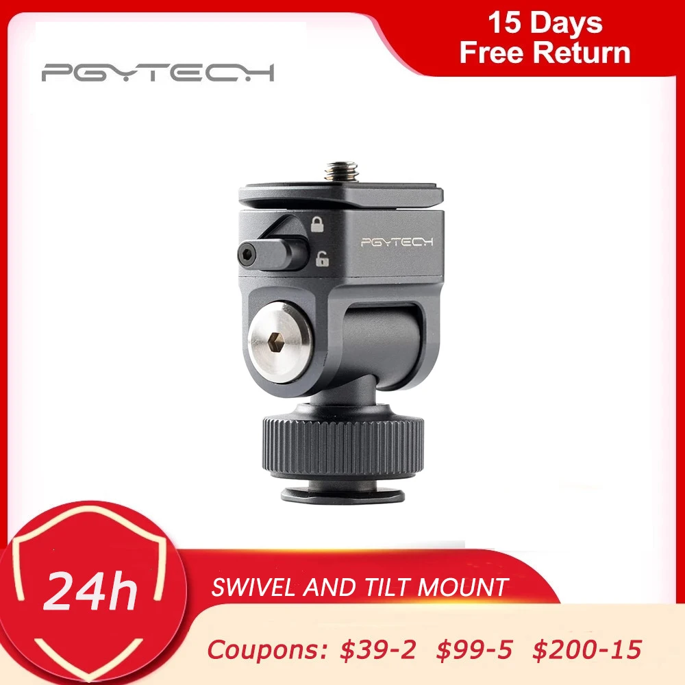 

PGYTECH SnapLock Nano Swivel and Tilt Camera Monitor Mount, Field Monitor Holder Mount with Cold Shoe Adapter