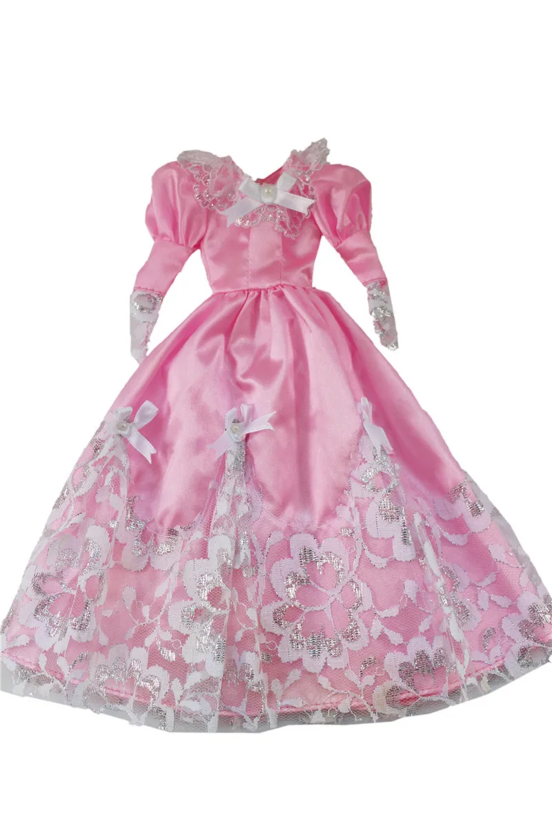 

2021 New Pink Long Dress Outfit Suit Sets for Barbie BJD FR SD Doll Clothes Role Play Accessories Toys for Girl