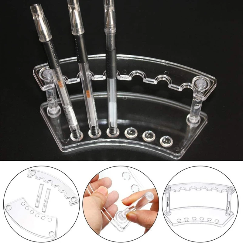 

Plastic Pen Holder, 4 Pcs Plastic Pen Holder Display Stand 6-Slots Pen Display Stand Eyebrow Pen Stand Makeup Organizer