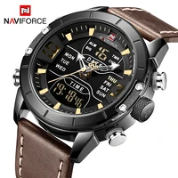 naviforce male luxury brand quartz watches men led digital waterproof wristwatch sports business leather clock relogio masculino