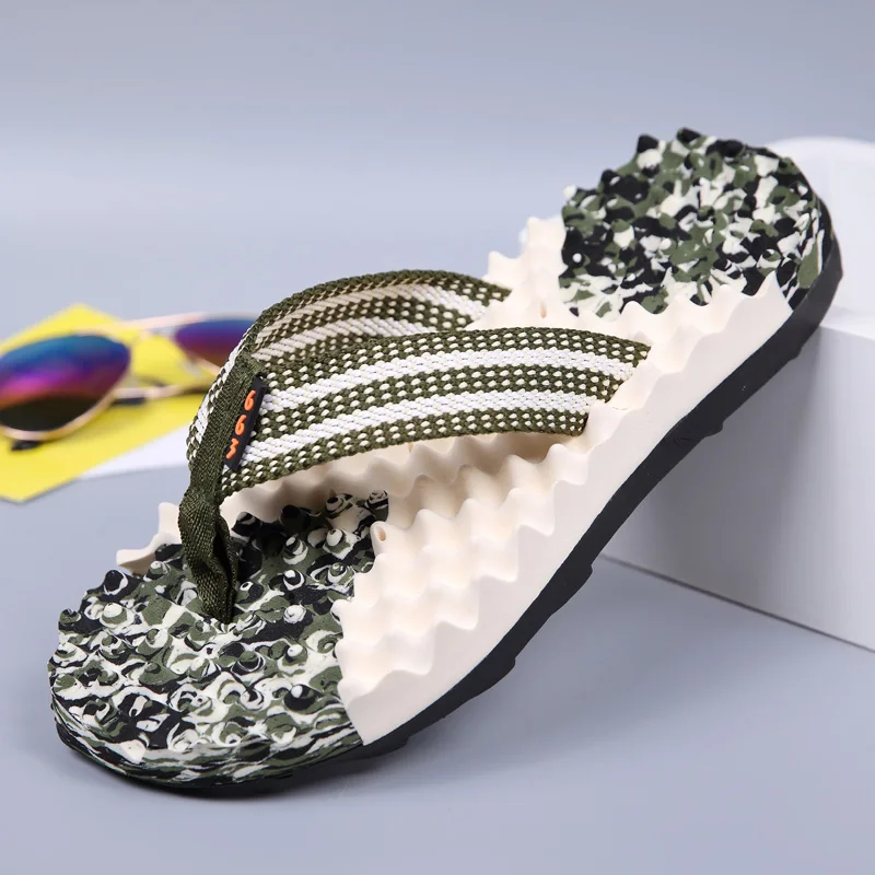 

NEW Men Flip-Flops Massage Slippers Summer Beach Sandals Camo Antiskid Bathroom Slides Soft Sole Casual Shoes Zapatos Hombre