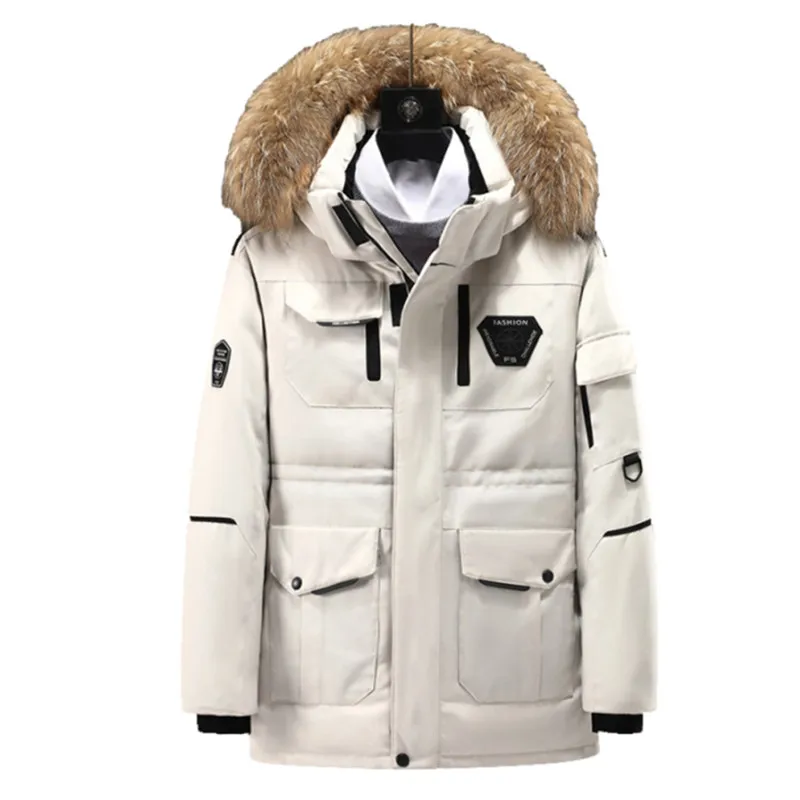Winter Down Jacket Mens Fashion Workwear New Style Young Jacket Short Thicken Outdoor Warm White Duck Down Coats