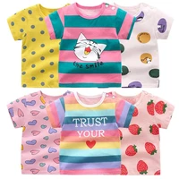kids t shirts children summer clothes toddler baby girls short tops cute lolita style casual cotton striped fruit printed best