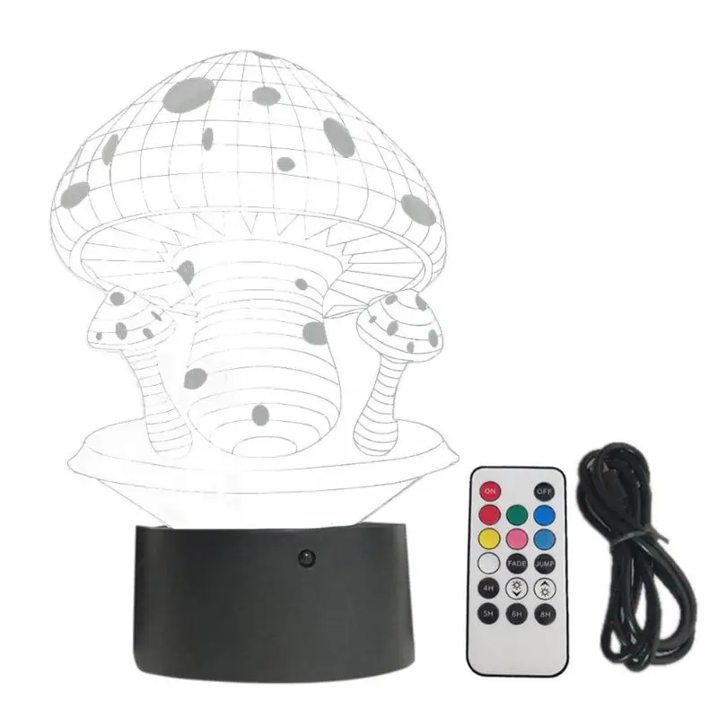 Акриловые лотоса 3D светодиодный в форме гриба Ночной светильник 7 цветов