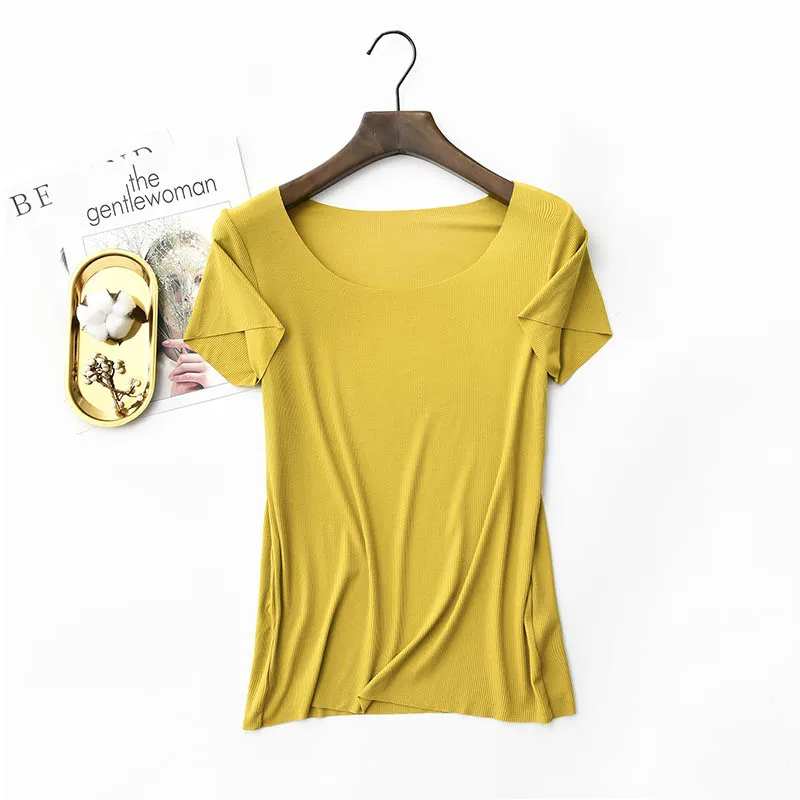 

2021 New Short-sleeved Women's T-shirt Summer New Seamless t-shirt Modal Solid Color Large Size Women's Bottoming Shirt