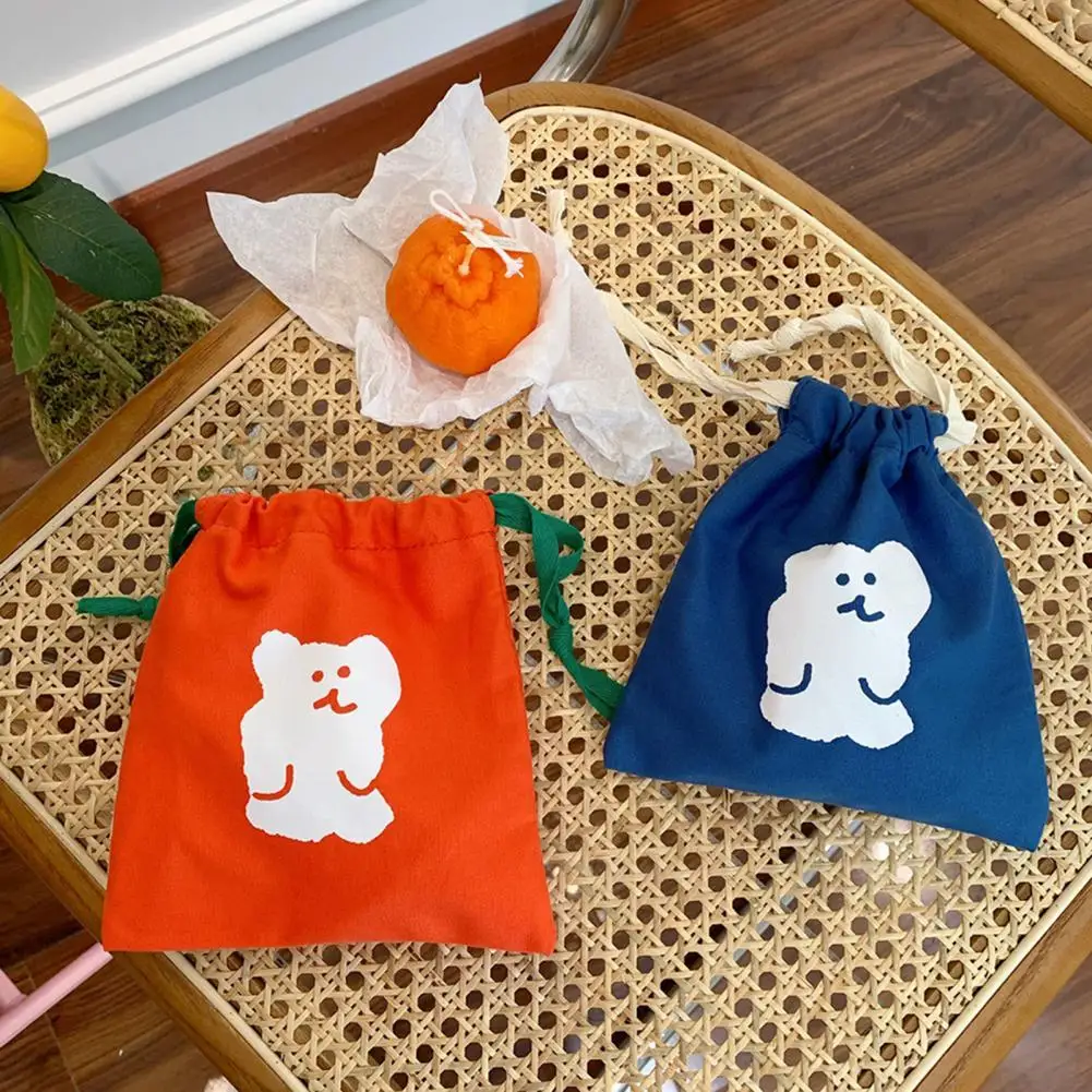 

Storage Pouch Multi-purpose Bear Print Multi-color Drawstring Storage Gift Wrapping Bags for Outdoor