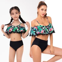 mother and daughter swimsuit family matching outfit print bandeau family look mommy and me clothes bikini mom daughter swimwear