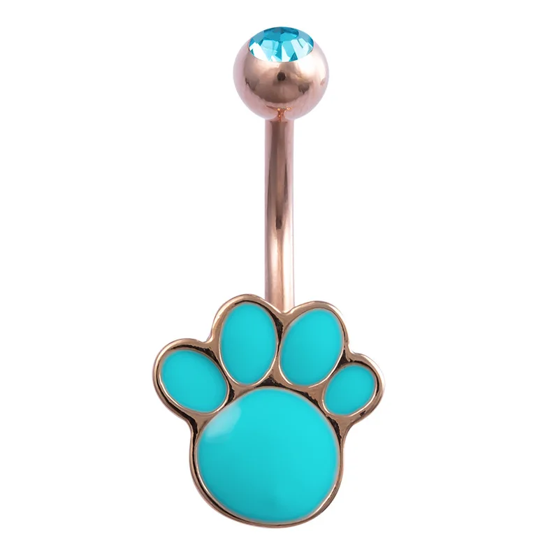 

14G Stainless Steel Cute Navel Piercing Bar Helix Body Jewelry Ombligo Women Animal Footprint Belly Button Rings Piercing