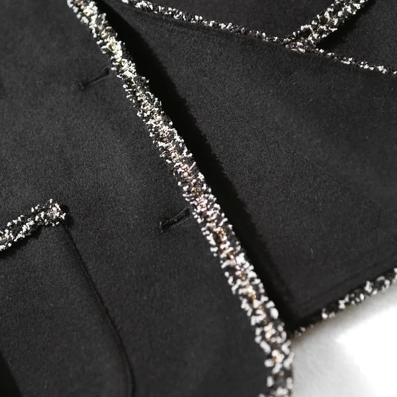

Temperament Xiaoxiang Black Jacket 2020 New Double-Sided Woolen Coat Autumn And Winter Woolen Coat Women's New Products B021