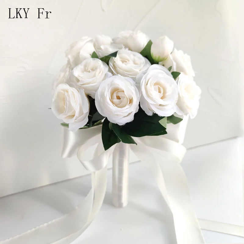 

LKY Fr Свадебный букет s Аксессуары букет невесты Маленькие розы шелковые цветы Бутоньерки для жениха свадебный букет для подружек невесты