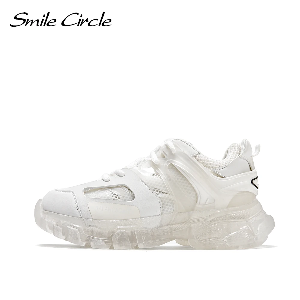 

Smile Circle Platform Sneakers Women Shoes 2021 Summer Breathable Casual Ladies White Pink Beige Shoes Designer Chunky Sneakers