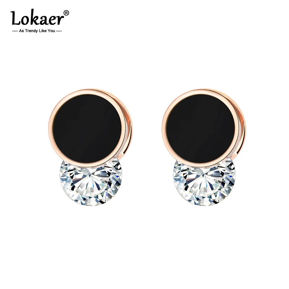 Lokaer, классические, двойные, круглые, в виде ракушки, серьги-гвоздики для женщин, AAA, циркон, женские серьги, ювелирные изделия, Brincos E18491