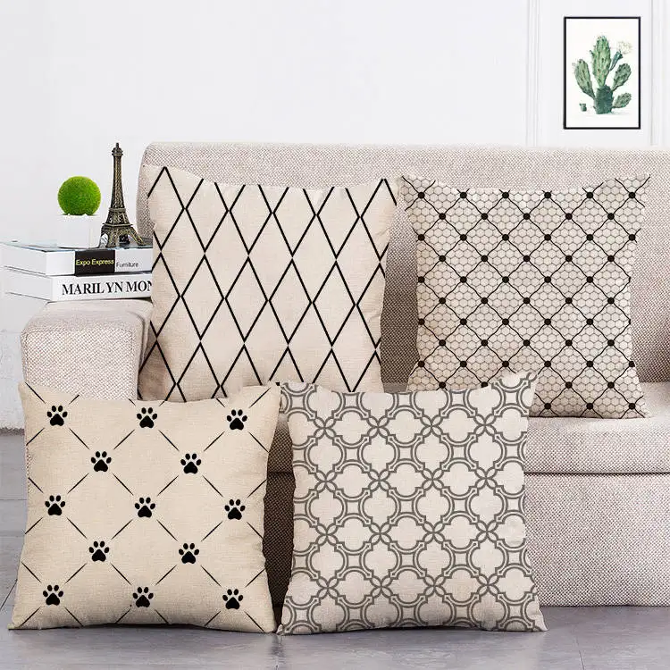 Украшения для дома спальни дивана наволочка в серую полоску с геометрическим