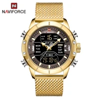 naviforce men watch top luxury brand man military sport quartz wrist watches stainless steel led digital clock relogio masculino