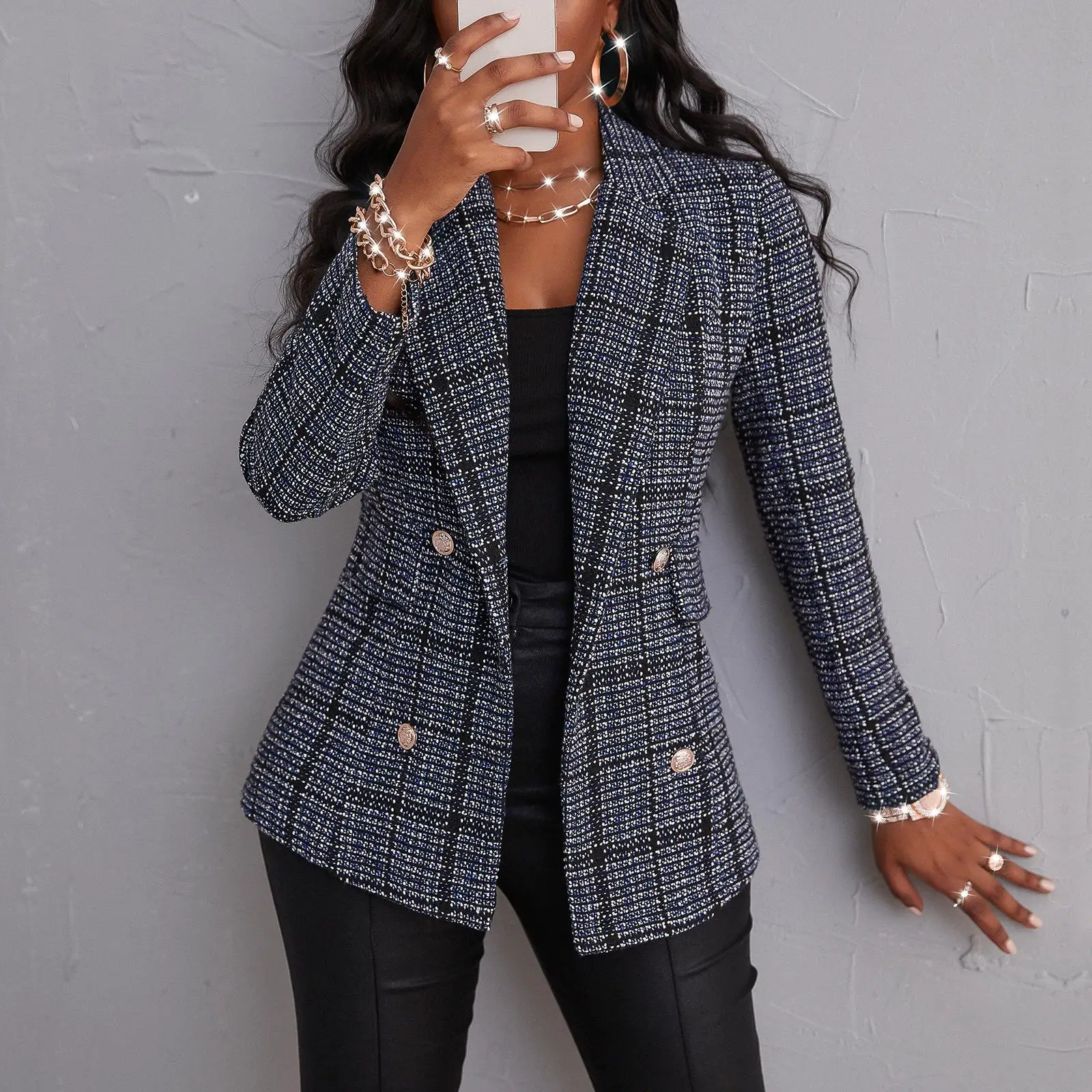 

Wool Coat Plaid Long Jacket Woman Overcoat Fashion Long Sleeve Coats Women Autumn Winter Casual Girls Coat Female Streetwear