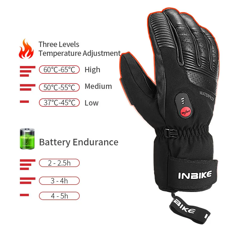 INBIKE теплые велосипедные перчатки с подогревом, перезаряжаемые через USB перчатки для MTB, лыжный мотокросс, теплые мотоциклетные перчатки для горного велосипеда