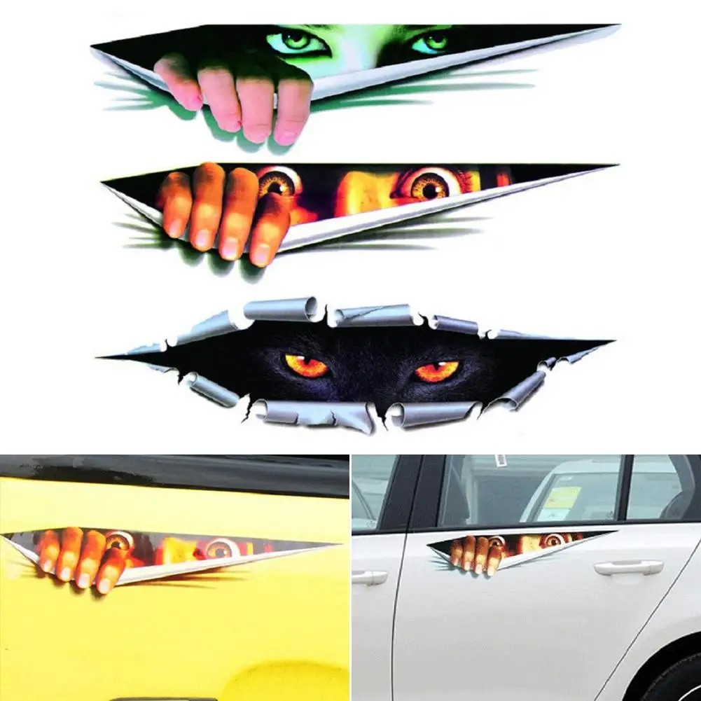 

3D Simulation Eye Peeking Car Stickers Waterproof Car Decal Man Woman Leopard Peeking Sticker for Car Window Home DIY Decoration