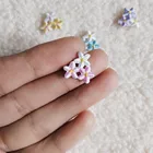 Самоклеящиеся наклейки 10 шт., маленькие розовые и фиолетовые Цветочные нашивки для одежды, рубашки, воротника, украшения, наклейки для одежды, аппликация