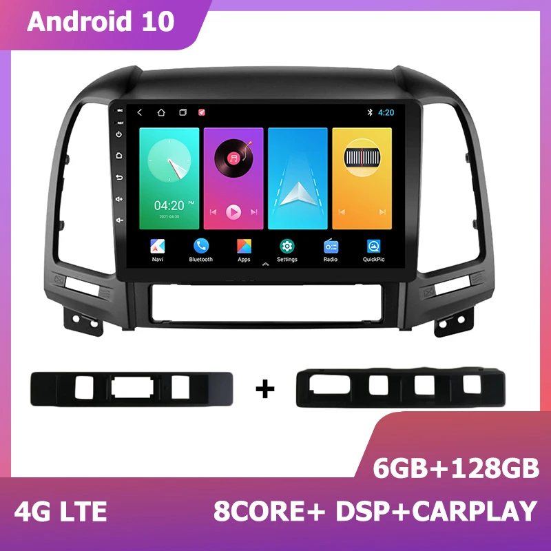 

Мультимедийный стереопроигрыватель hiрайот Android 11 для Hyundai SANTAFE SANTA FE 2007-2012 carplay СБ Navi 6 + 128 DSP 2Din GPS-навигация