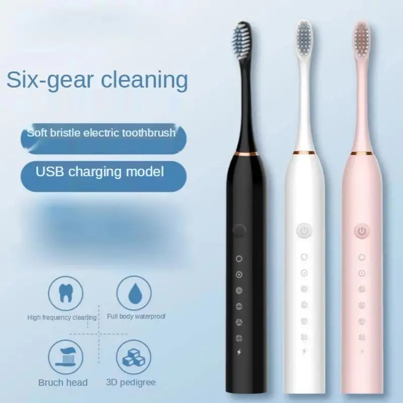 

Electric Toothbrush, Sonic Toothbrush for Adults & Kids with 4 Bursh Heads, Ultra Cleaning 6 Modes 2 Hours Charging for 30 Days