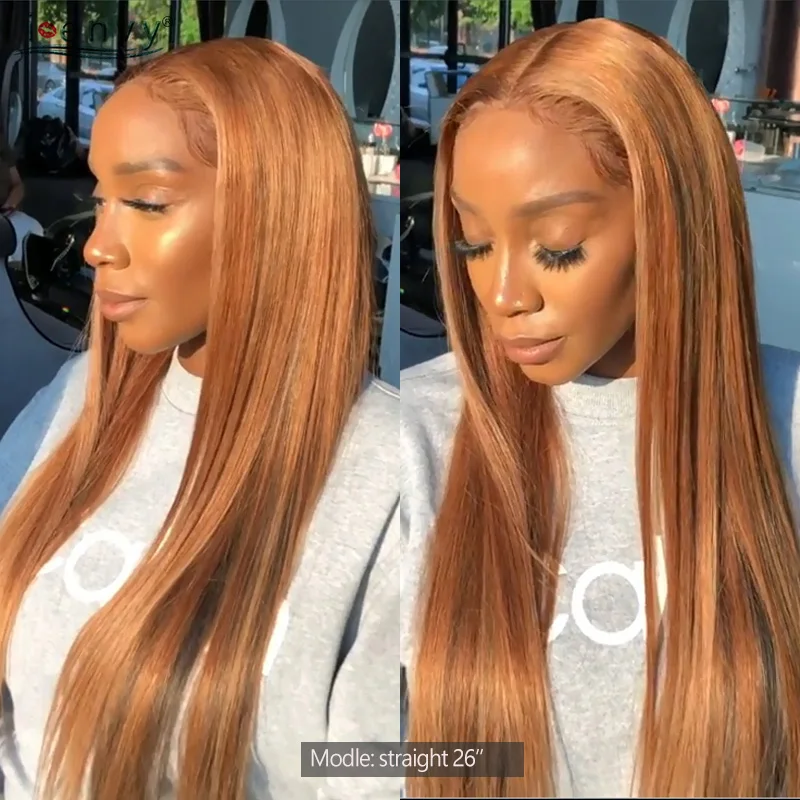 

Ginger Blonde T Part Lace Front Human Hair Wigs Straight Perruque Part Lace Front Wig Peruvian Remy Orange Blonde Lace Wigs 180%