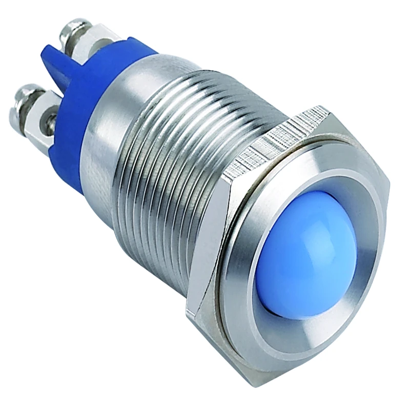 

16mm domed head metal Black brass Stainless steel nickel plated brass IP67 LED Indicator Light pilot signal lamp (PM16F-D)