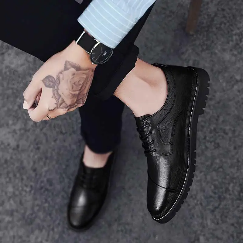 

Spring 2021 new Martin shoes casual small leather shoes men's business leather shoes youth matching tide shoes men dress shoes
