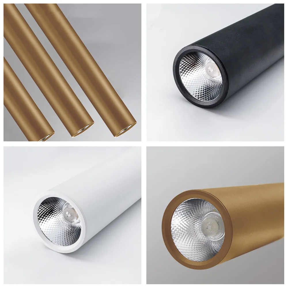 Lámpara Led de techo de tubo largo, foco montado en superficie, moderna, de aluminio dorado, blanco y negro, iluminación interior, AC110V, 220V