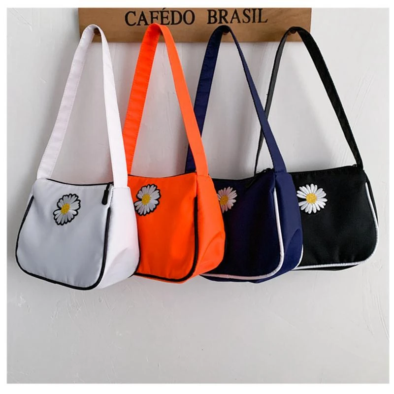 Небольшой Subaxillary сумки для женщин 2020 модная Маргаритка вышивка сумка нейлона