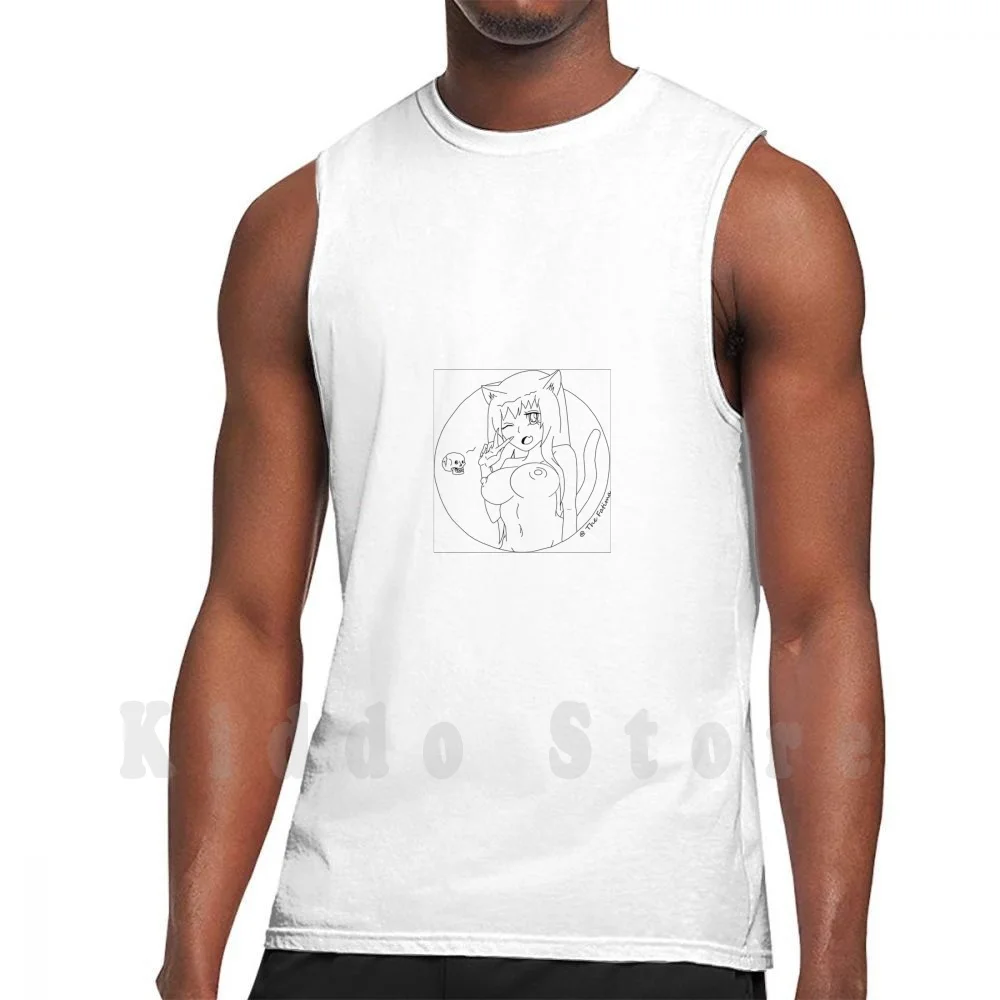 

9 Lives  tank tops vest 100% Cotton Boob Boobies Tits Tities Cat Cat Girl Anime Anime Girl Hentai Skull Death Cat