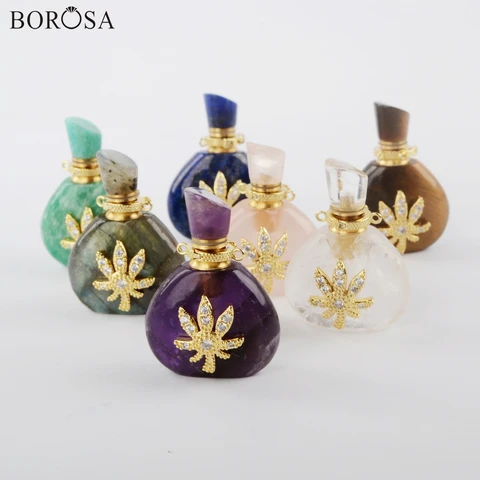 BOROSA подвеска в виде бутылочки парфюма двойные Подвески для изготовления ювелирных изделий, ожерелье из натурального камня, эфирные масла, распылитель духов gv3