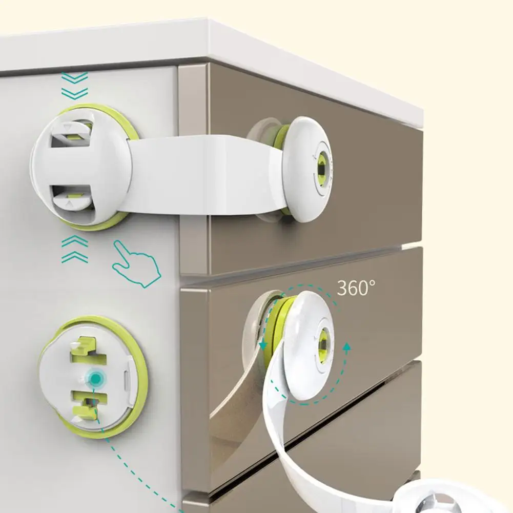 Cabinet Drawer Fridge 360 Rotation Adhesive Children Baby Safety Lock Latches |