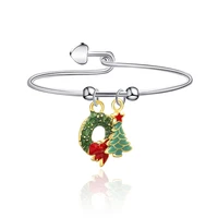 trend cute colorful christmas wreath christmas tree for women childrens christmas bracelet alloy new bracelet jewelry best gift