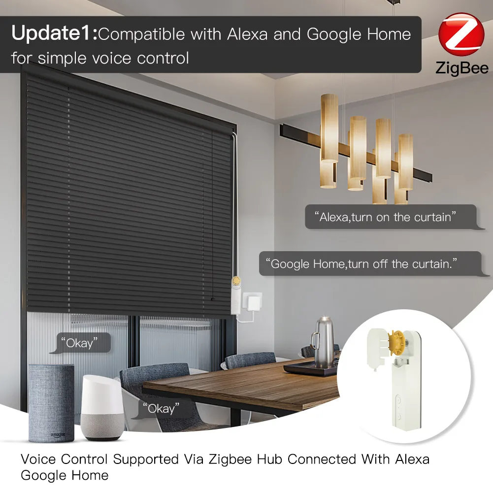

ZigBee DIY Smart Motorized Chain Roller Blinds Shade Shutter Drive Motor Powered By Solar Panel And Charger Tuya APP Control