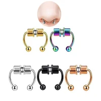 new%c2%a0surgical steel fake piercing nose ring hoop septum rings fashion magnetic fake piercing jewelry
