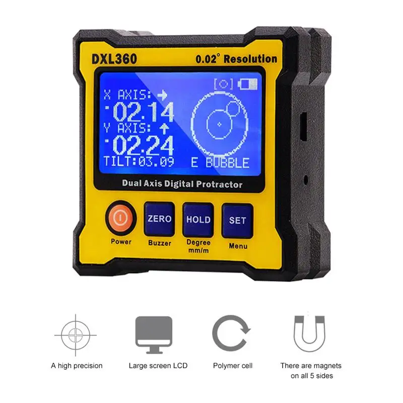 

Digital Protractor Inclinometer DXL360 Dual Axis Level Measure Box Angle Ruler Elevation Meter For Interior Decoration