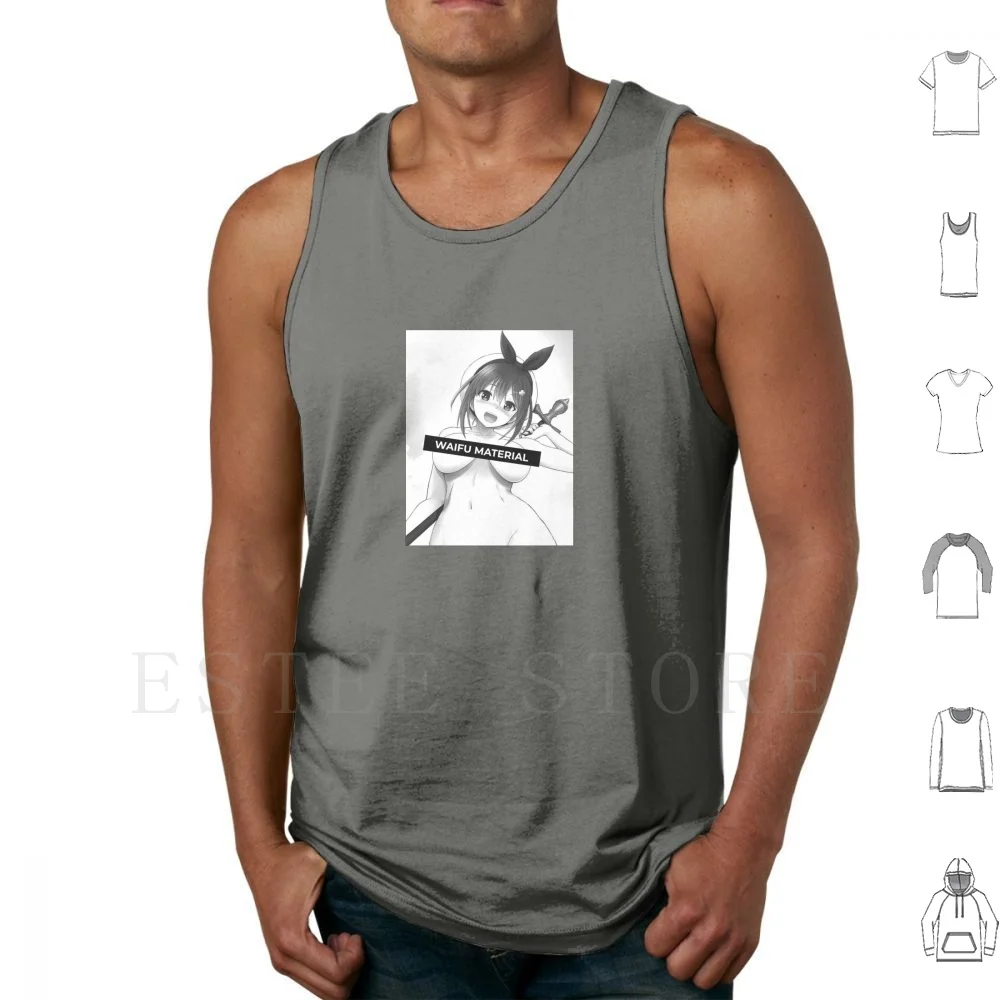 

Waifu Material-Senpai Girl With Sword Anime Manga Black White Baka Waifu Club Tank Tops Vest Sleeveless Anime Girl Anime