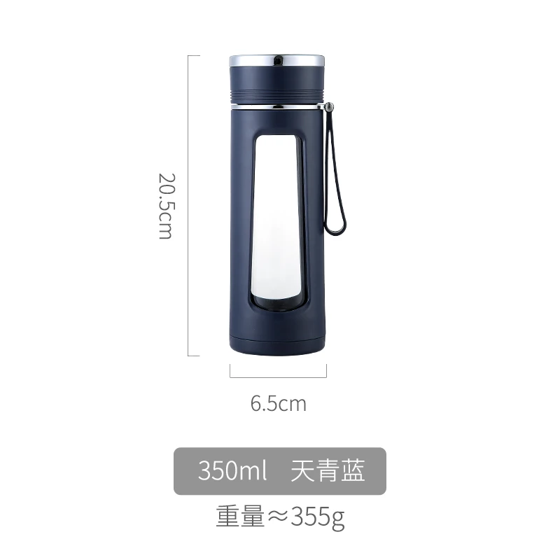 Blue 350ml ONEISALL 500 мл стеклянная чашка для кофе, чая, воды, бутылки, без бисфенола, портативная, прямая, для питья, для спорта, школы, офиса, герметичная, для взрослых - Цвет: Blue 350ml