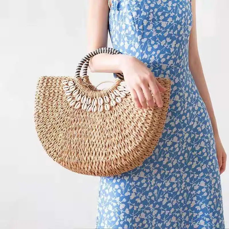 Повседневные оболочка ротанг в форме полумесяца для женщин сумки дизайнерские