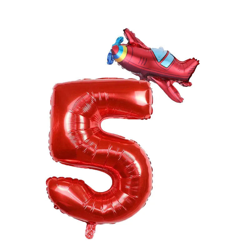 

Fire Truck Aircraft Foil Balloons Number Digital Ballon Kids Birthday Decoration Air Globos Fireman Theme Party Supplies