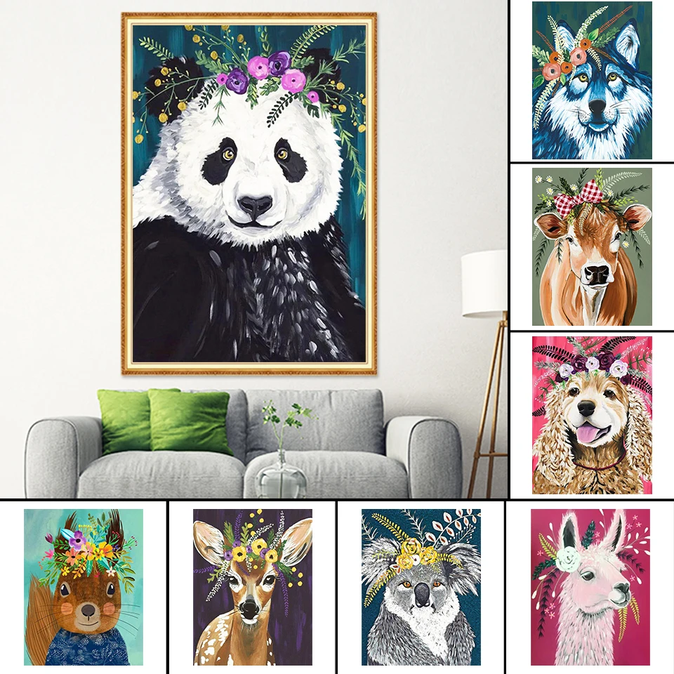 

5D DIY Diamond Painting Animals Dog Panda Cross Stitch Kit Full Drill Square Embroidery Mosaic Art Picture of Rhinestones Decor